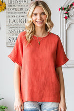Load image into Gallery viewer, First Love Solid Color Cotton Gauze Top in Tangerine Shirts &amp; Tops First Love   
