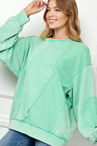 Lime 'N' Chili Mineral Washed Sweatshirt Top in Vintage Lime