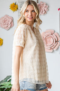 First Love Floral Embellished Lace Top in Natural Shirts & Tops First Love   