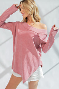 Easel Mineral Washed Cotton Top in Vintage Rose Top Easel   