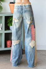 Load image into Gallery viewer, Oli &amp; Hali Distressed Denim and Patched Detailed Wide Pants ON ORDER Pants Oli &amp; Hali   
