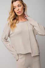 Load image into Gallery viewer, Easel Knitted Uneven Hem Sweater Lounge Top in Stone (TOP ONLY) Shirts &amp; Tops Easel   
