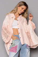 Load image into Gallery viewer, POL Contrasting Multi Fabric Top in Light Peach Shirts &amp; Tops POL Clothing   
