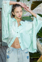 Load image into Gallery viewer, POL Contrasting Multi Fabric Top in Pale Mint Shirts &amp; Tops POL Clothing   
