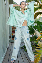 Load image into Gallery viewer, POL Contrasting Multi Fabric Top in Pale Mint Shirts &amp; Tops POL Clothing   
