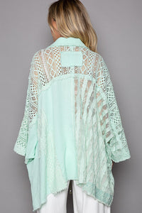 POL Contrasting Multi Fabric Top in Pale Mint Shirts & Tops POL Clothing   