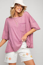 Load image into Gallery viewer, Easel Mineral Washed Cotton Jersey Top in Sangria Top Easel   
