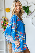 Load image into Gallery viewer, First Love Floral Print Top in Blue Multi Top First Love   
