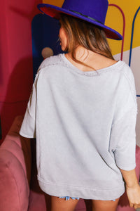Fantastic Fawn Mineral Washed French Terry Tee in Light Grey  Fantastic Fawn   