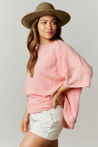Fantastic Fawn Mineral Washed French Terry Tee in Pink  Fantastic Fawn   