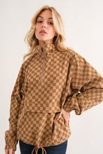 Load image into Gallery viewer, Checkerboard Print Windbreaker in Brown Shirts &amp; Tops And The Why   
