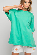 Load image into Gallery viewer, Easel Short Sleeve Mineral Wash Tunic Top in Evergreen Shirts &amp; Tops Easel   
