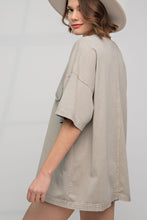Load image into Gallery viewer, Easel Short Sleeve Mineral Wash Tunic Top in Light Mud Shirts &amp; Tops Easel   
