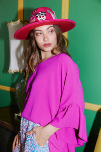 Fantastic Fawn Loose Fit Poncho Woven Top in Magenta  Fantastic Fawn   