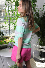 Load image into Gallery viewer, Vine &amp; Love Striped Sweater Top in Aqua Shirts &amp; Tops Vine &amp; Love   
