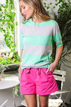 Load image into Gallery viewer, Vine &amp; Love Striped Sweater Top in Aqua Shirts &amp; Tops Vine &amp; Love   
