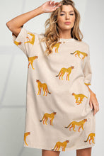 Load image into Gallery viewer, Easel Cheetah Print T Shirt Dress in Khaki Dress Easel   
