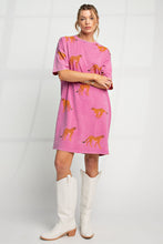 Load image into Gallery viewer, Easel Cheetah Print T Shirt Dress in Magenta ON ORDER MID OCTOBER ESTIMATED ARRIVAL  Easel   
