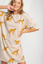 Load image into Gallery viewer, Easel Cheetah Print T Shirt Dress in Khaki  Easel   

