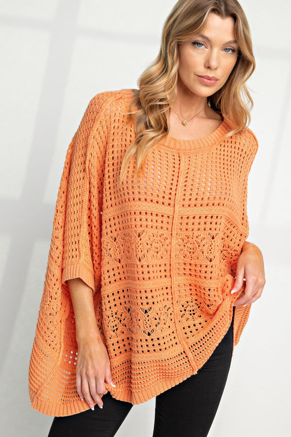 Easel Knitted Oversized Sweater in Washed Coral Top Easel   