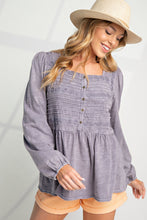Load image into Gallery viewer, Easel Embroidered Babydoll Top in Purple Ash Shirts &amp; Tops Easel   
