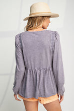 Load image into Gallery viewer, Easel Embroidered Babydoll Top in Purple Ash Shirts &amp; Tops Easel   
