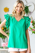 Load image into Gallery viewer, First Love Solid Color Linen Top in Green Shirts &amp; Tops First Love   
