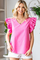 First Love Solid Color Linen Top in Pink Shirts & Tops First Love   