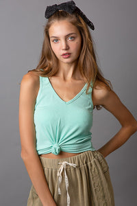 POL Solid Color Ribbed Sleeveless Top in Paradise Mint Shirts & Tops POL Clothing   