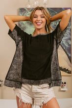 Load image into Gallery viewer, BiBi Mineral Washed French Terry Top in Black Charcoal
