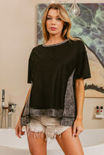 Load image into Gallery viewer, BiBi Mineral Washed French Terry Top in Black Charcoal
