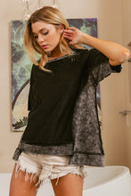 Load image into Gallery viewer, BiBi Mineral Washed French Terry Top in Black Charcoal
