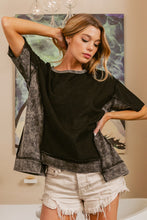 Load image into Gallery viewer, BiBi Mineral Washed French Terry Top in Black Charcoal
