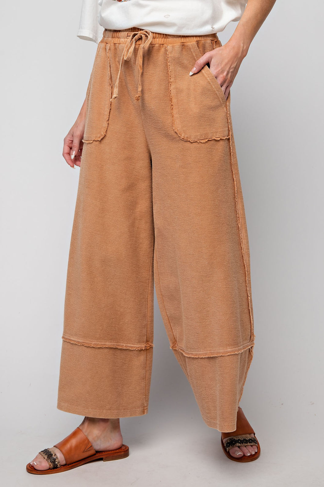 Easel Terry Palazzo Pants in Cinnamon ON ORDER ESTIMATED ARRIVAL LATE OCTOBER Pants Easel   