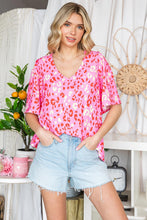 Load image into Gallery viewer, Cotton Bleu Leopard Print V Neck Top in Pink Combo Shirts &amp; Tops cotton bleu   
