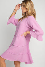 Load image into Gallery viewer, Easel Mineral Washed Cotton Gauze Tiered Dress in Lavender  Easel   
