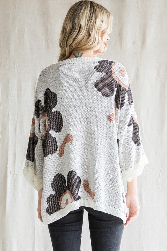 Jodifl Flower Print Knit Sweater in Ivory – June Adel