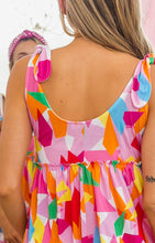 Load image into Gallery viewer, BiBi Multi Colored Triangle Printed Top with Tied Shoulders in Pink Combo Top BiBi   
