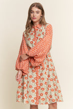 Load image into Gallery viewer, J.nna Mix n Match Floral Belted Dress in Orange Crush

