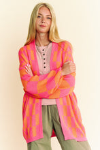 Load image into Gallery viewer, Davi &amp; Dani Two Toned Mixed Checkered Print Open Front Cardigan in Pink Orange
