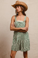 Load image into Gallery viewer, BiBi Floral Print Short Overalls in Sage
