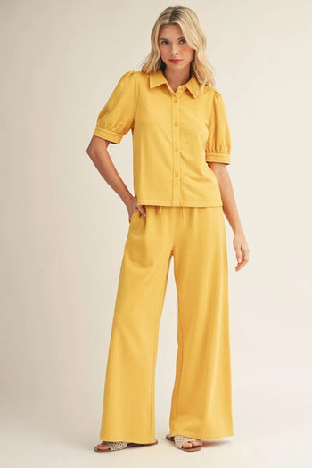 Jodifl Mineral Washed Wide Leg Pants in Honey Mustard