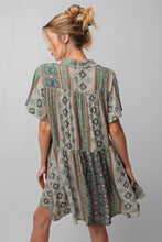 Load image into Gallery viewer, Easel Mixed Print  Button Down Shirt Dress in Sage  Easel   
