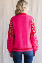 Load image into Gallery viewer, Jodifl Colorblock Leopard Print Knit Sweater in Hot Pink Sweaters Jodifl   
