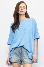 Load image into Gallery viewer, Newbury Kustom Boxy Short Sleeve Sweater in Blue Shirts &amp; Tops Newbury Kustom   

