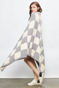 Checkered Print Throw in Grey Blanket Newbury Kustoms   