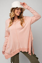 Load image into Gallery viewer, Easel Long Sleeve Sharkbite Hem Tunic in Blush Shirts &amp; Tops Easel   

