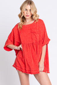 Sewn+Seen Oversized Baby Doll Top in Red ON ORDER Shirts & Tops Sewn+Seen   