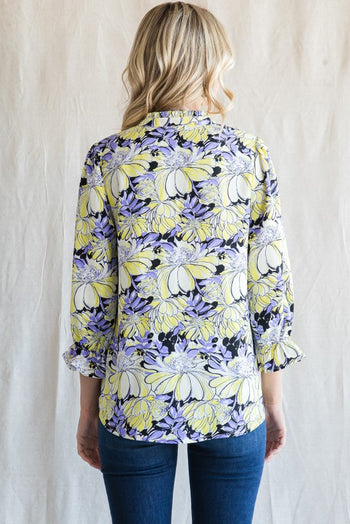 Jodifl Flower Print Top in Lemon Yellow