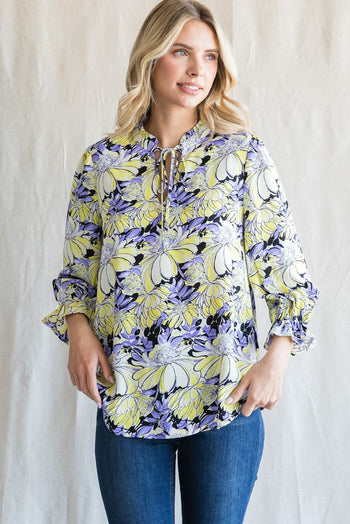 Jodifl Flower Print Top in Lemon Yellow